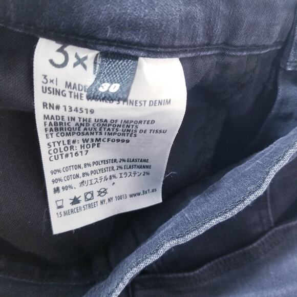3x1 NYC Skinny Jeans Black High Rise Frayed Hem Denim - Picture 12 of 12